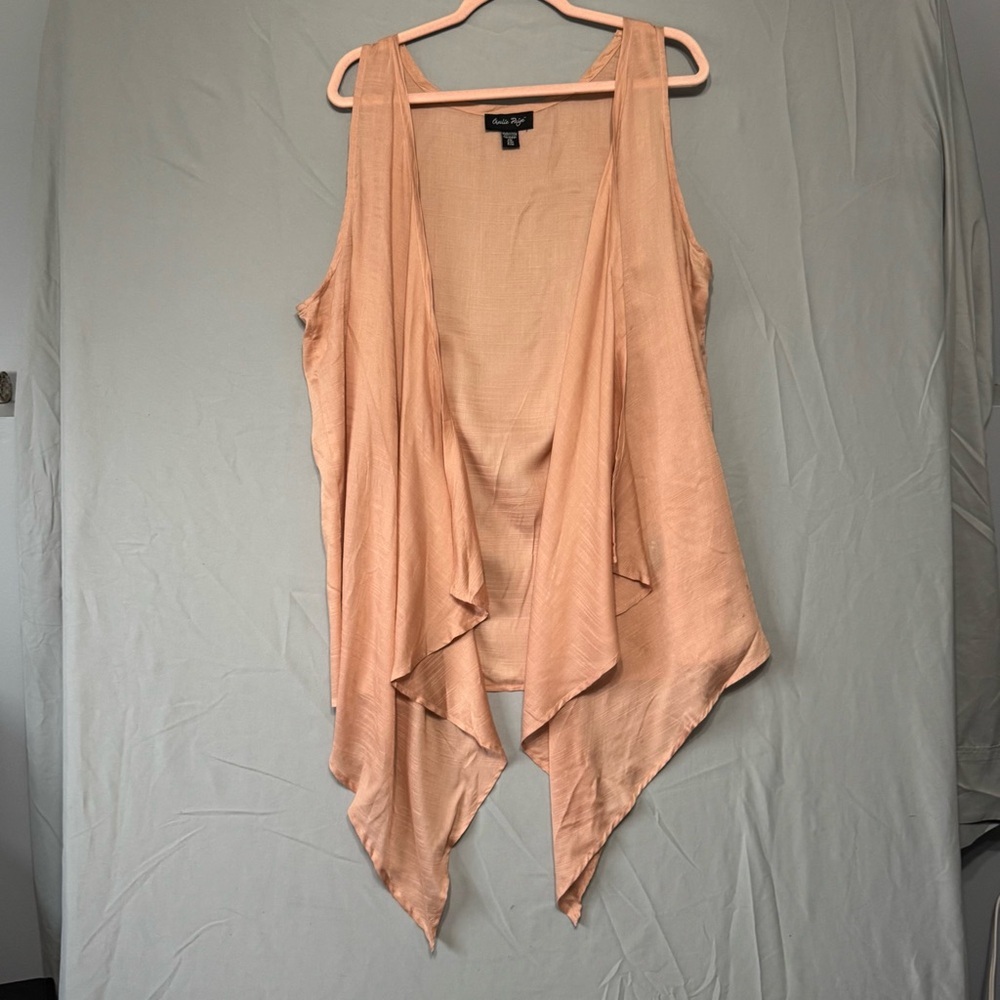 Charlie Paige Womens Boho Indie Sleeveless Vest S/M Peach Hippie Layers Drapey